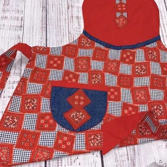 VINTAGE style bandana print apron size small/medium - Picture 8 of 9